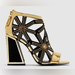 Jasmin Gold & Black by Kat Maconie Women's Ankle Boots Size 7 NWT